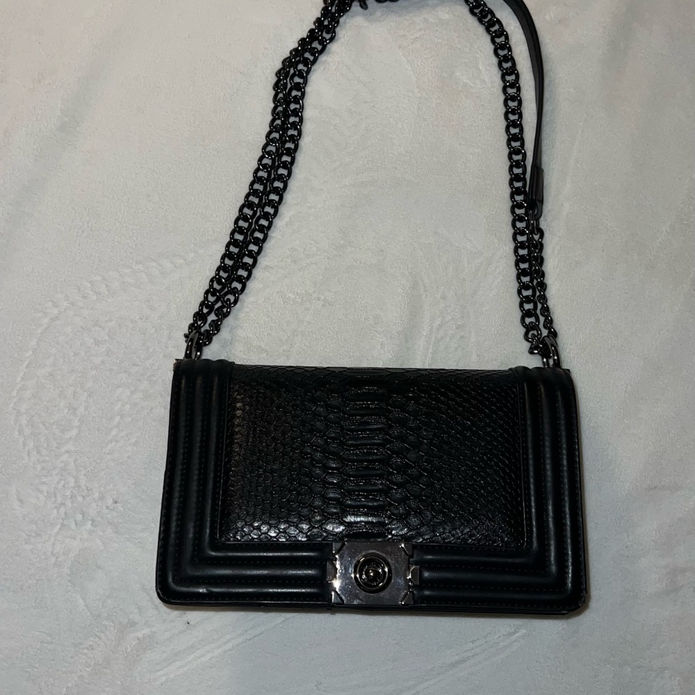 Black Chain Adjustable Shoulder + Crossbody Bag